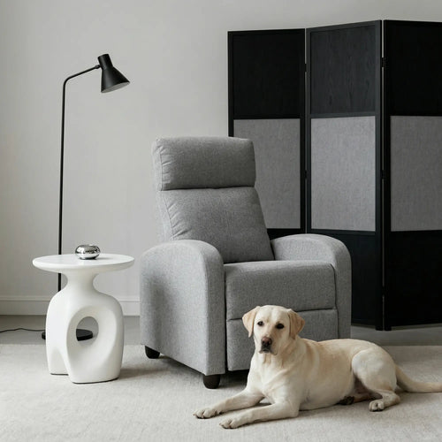 Fabric Recliner Manual Sofa Armchair, Light Grey