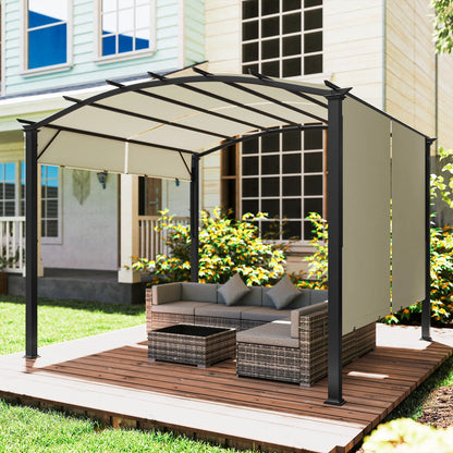 11' x 11' Retractable Pergola Canopy, Patio Backyard, Beige