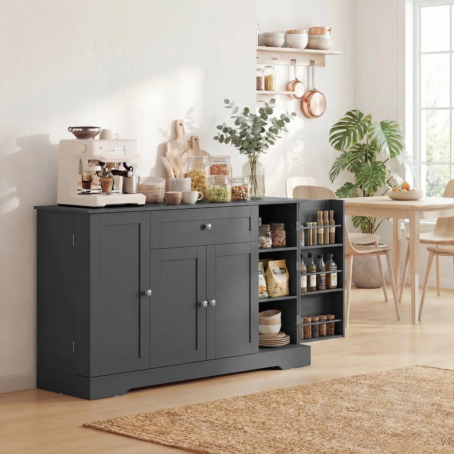 55" Kitchen Cabinet With Drawer, Adjustable Shelves, Black Bar Cabinets at Gallery Canada
