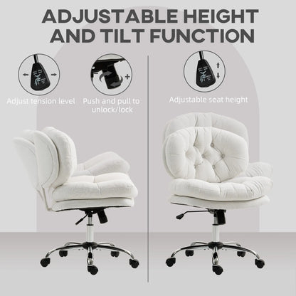 Armless Office Chair, Wide Padded Seat, Adjustable Height, Cream White Task Chairs at Gallery Canada