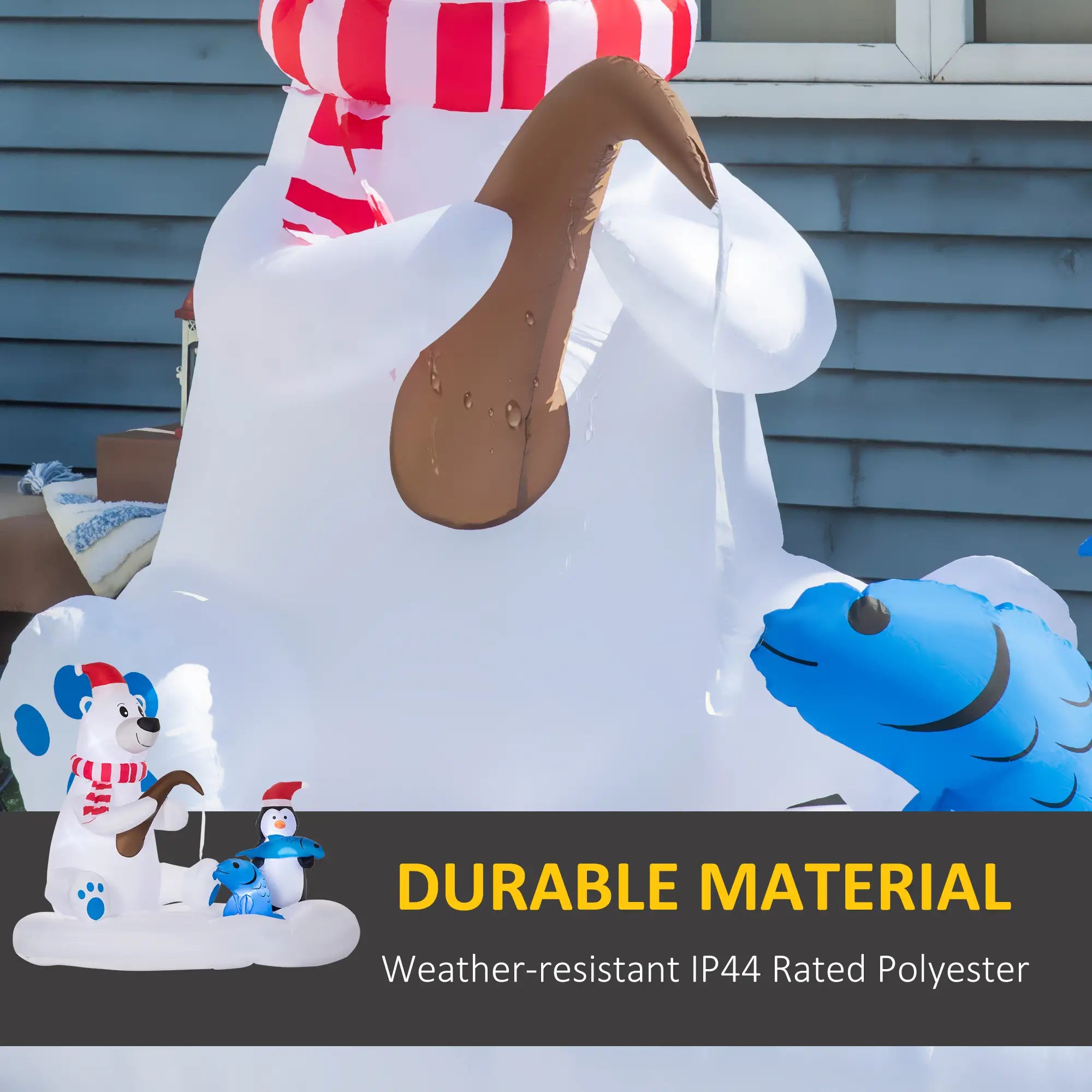 6ft Inflatable Polar Bear, Penguin with Santa Hat, LED Yard Display Christmas Inflatables at Gallery Canada