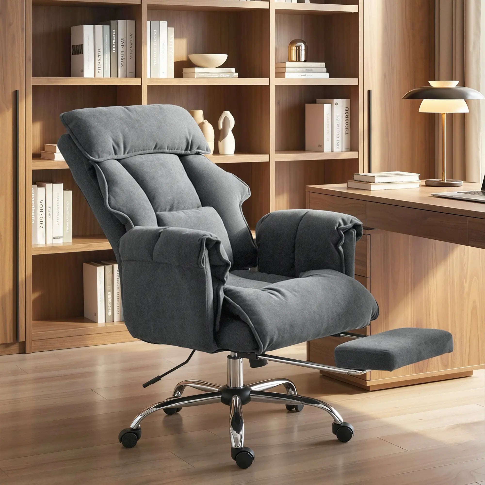 Computer Office Chair with Footrest, Adjustable Backrest, Dark Grey Executive & Manager Chairs at Gallery Canada
