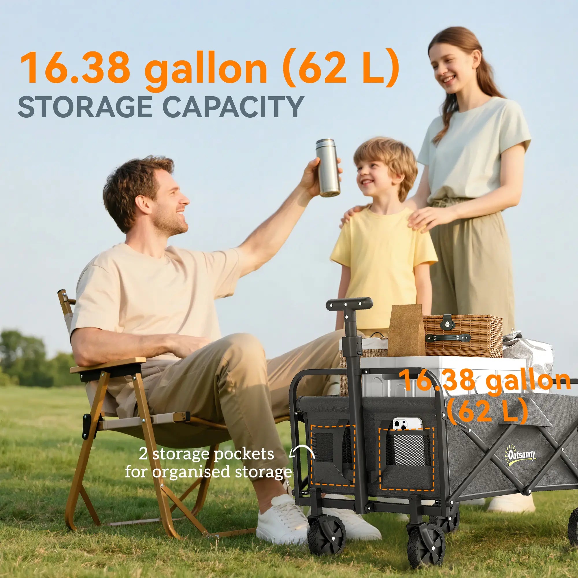 Collapsible Folding Garden Cart, Heavy Duty Lawn Wagon, Grey Bike Cargo Trailers at Gallery Canada