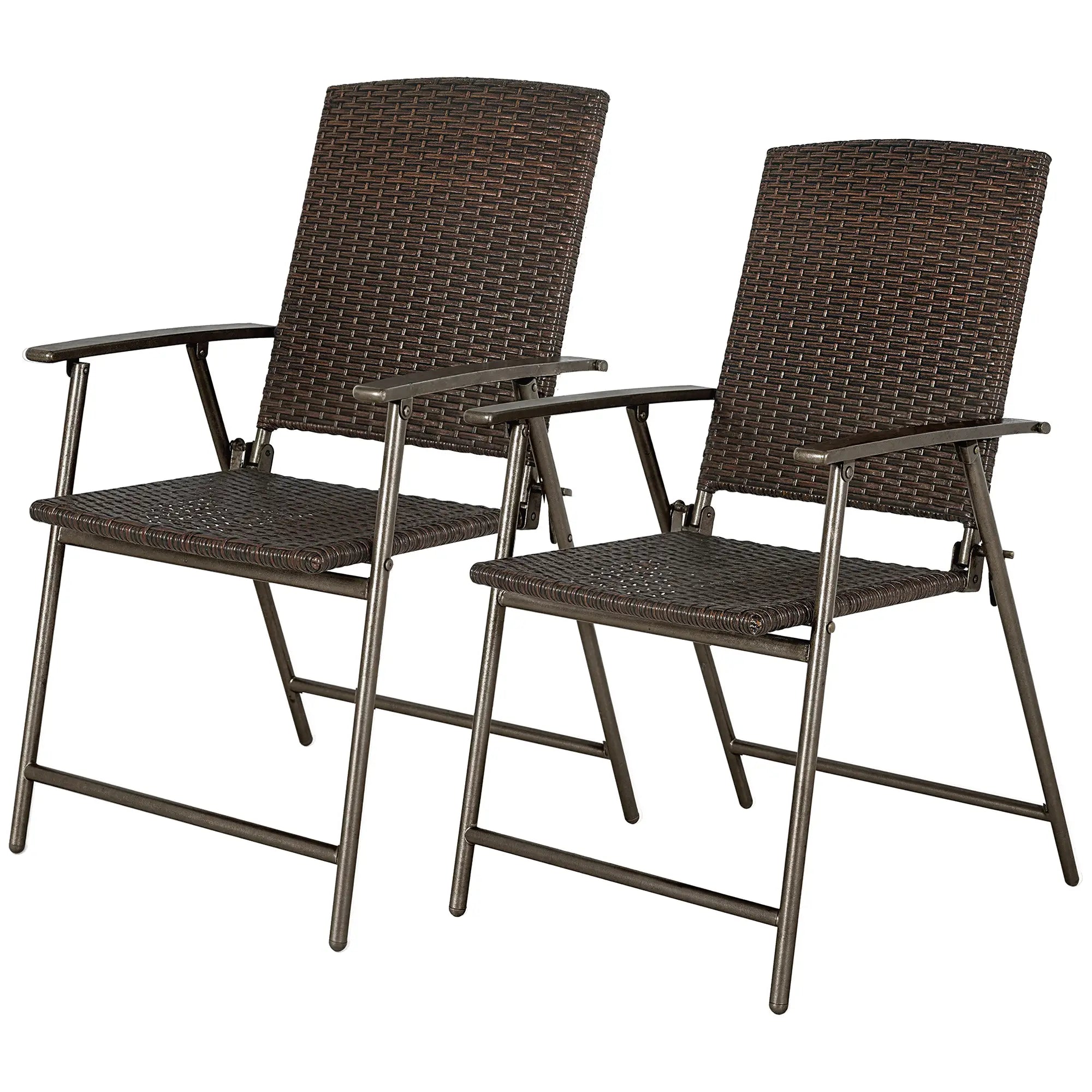 Wicker Dining Chair Set of 2, Rattan Foldable Chairs, Steel Frame, Brown Patio Chairs at Gallery Canada