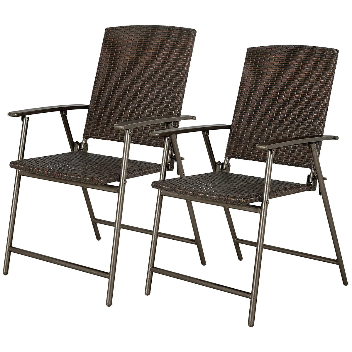 Wicker Dining Chair Set of 2, Rattan Foldable Chairs, Steel Frame, Brown Patio Chairs at Gallery Canada