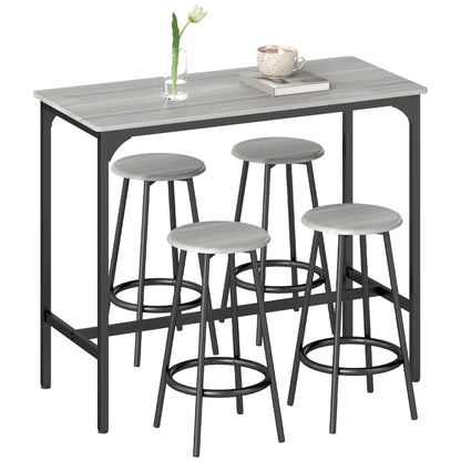 5-Piece Counter Height Bar Table Set, Dining Table for 4 Bar Sets Grey, Black at Gallery Canada