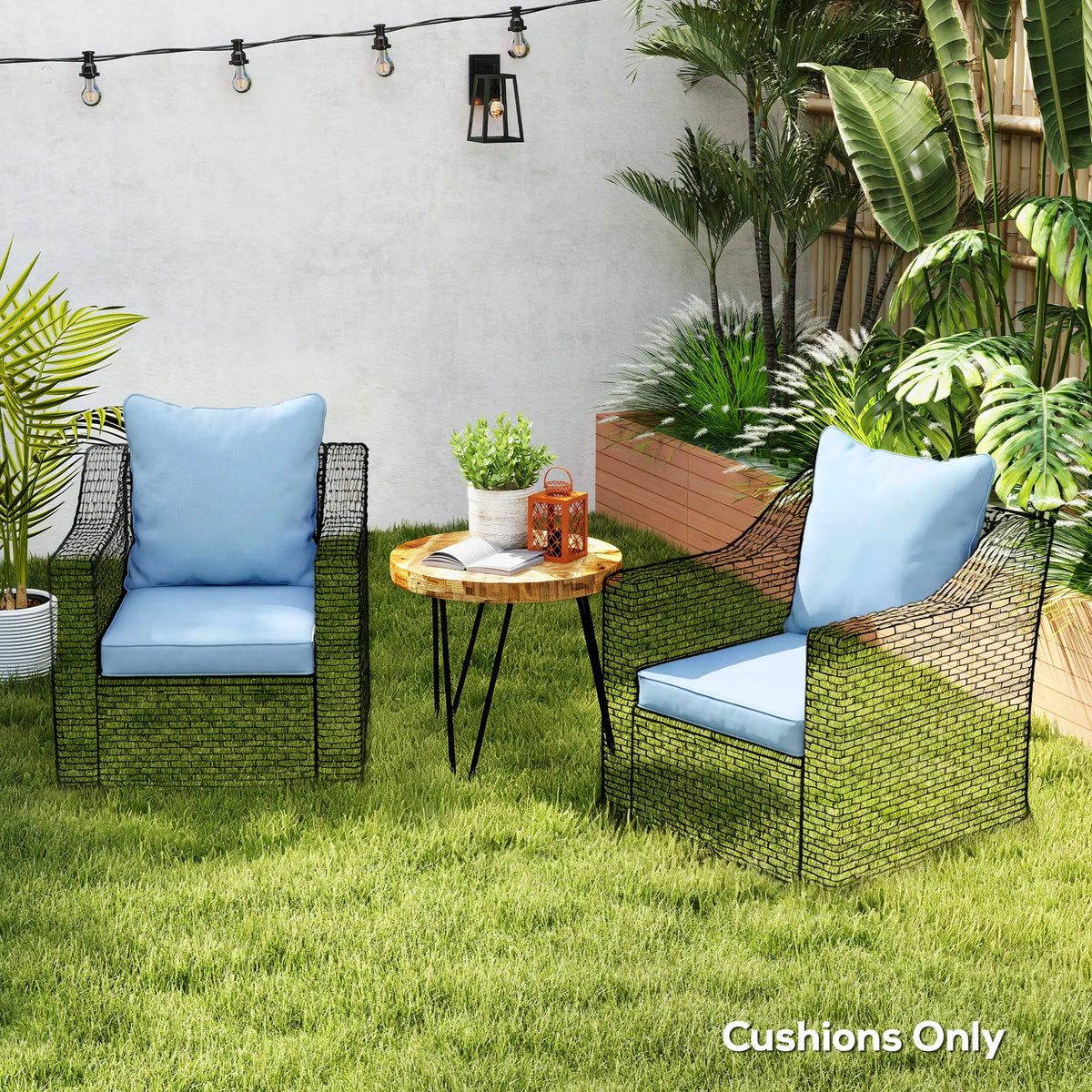 Patio Chair Cushions Set, Replacement Set of 2, Light Blue Patio Chair Cushions at Gallery Canada