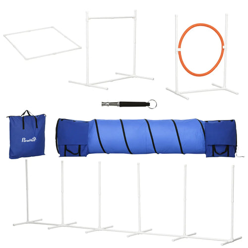 5Pcs Dog Agility Training Set, 8.7KG, Tunnels, Jump Ring, Weave Poles