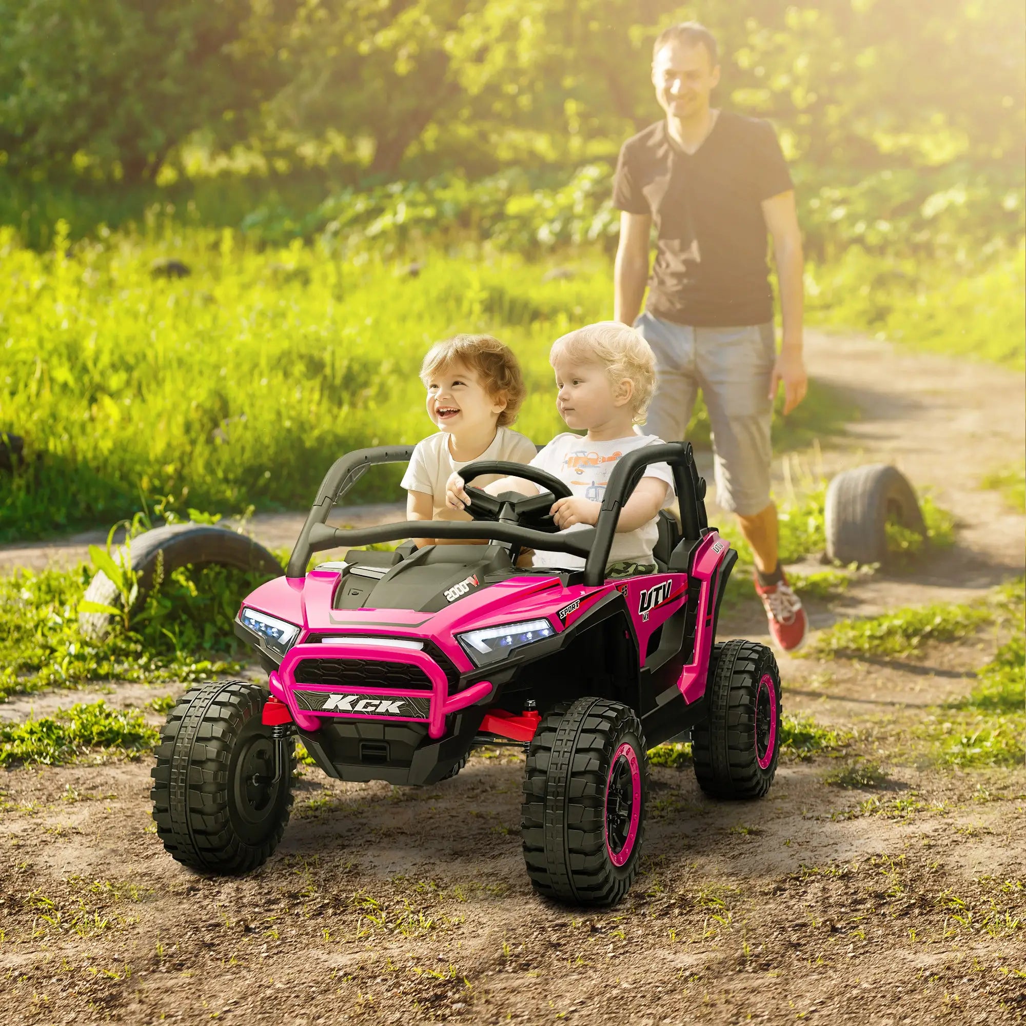 2 Seater Ride On Truck, Electric Car For Kids, 24V 7AH, Pink Electric Toy Cars at Gallery Canada