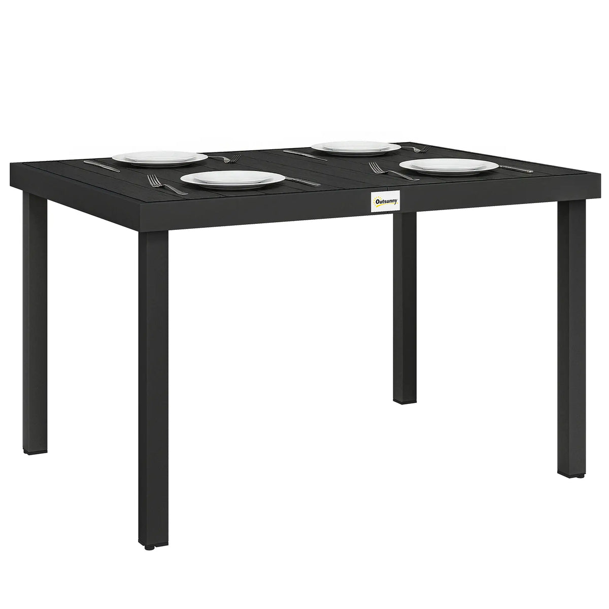 Aluminum Outdoor Dining Table for 6, 47.2" x 35.4" x 29.1", Black Patio Dining Tables at Gallery Canada