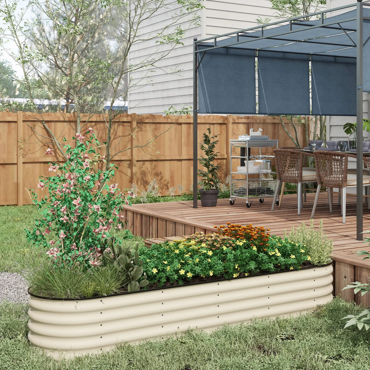 Galvanized Steel Raised Garden Bed, 8 x 2 x 1.5 FT, Cream White Galvanized Planter Boxes at Gallery Canada
