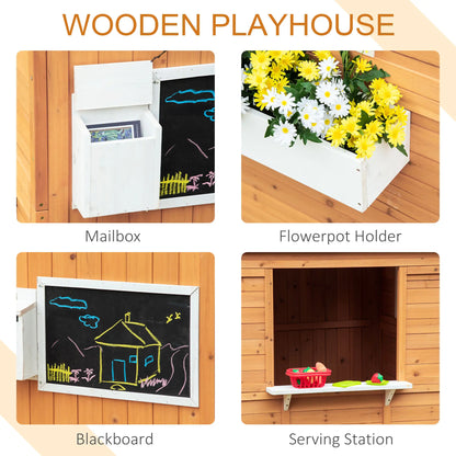 Wooden Kids Playhouse with Door, Windows & Mailbox, Yellow Play Houses at Gallery Canada