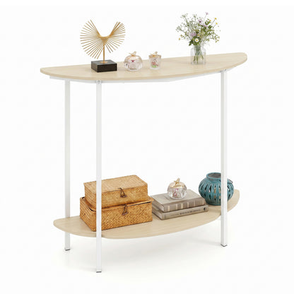 Half Moon Console Table 40 inch, 2-Tier, Oak Console Tables at Gallery Canada