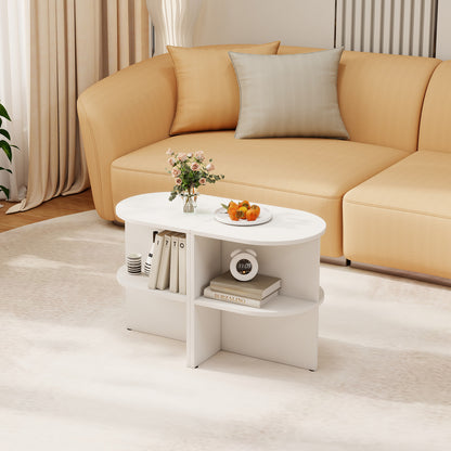 Half Round End Table with Open Shelves for Small Space, White End & Side Tables at Gallery Canada