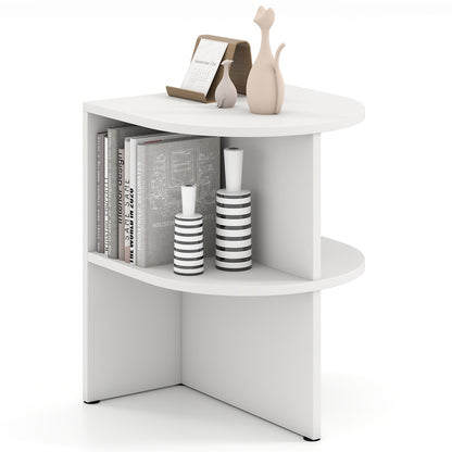 Half Round End Table with Open Shelves for Small Space, White End & Side Tables at Gallery Canada