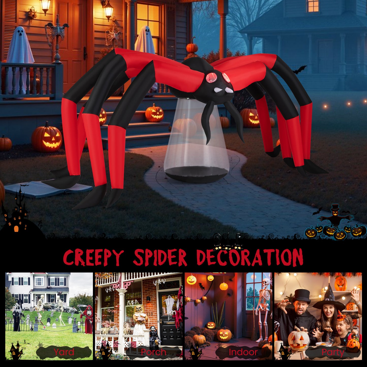 Halloween Inflatable Spider, Tunnel Light Eyes, Red Halloween at Gallery Canada