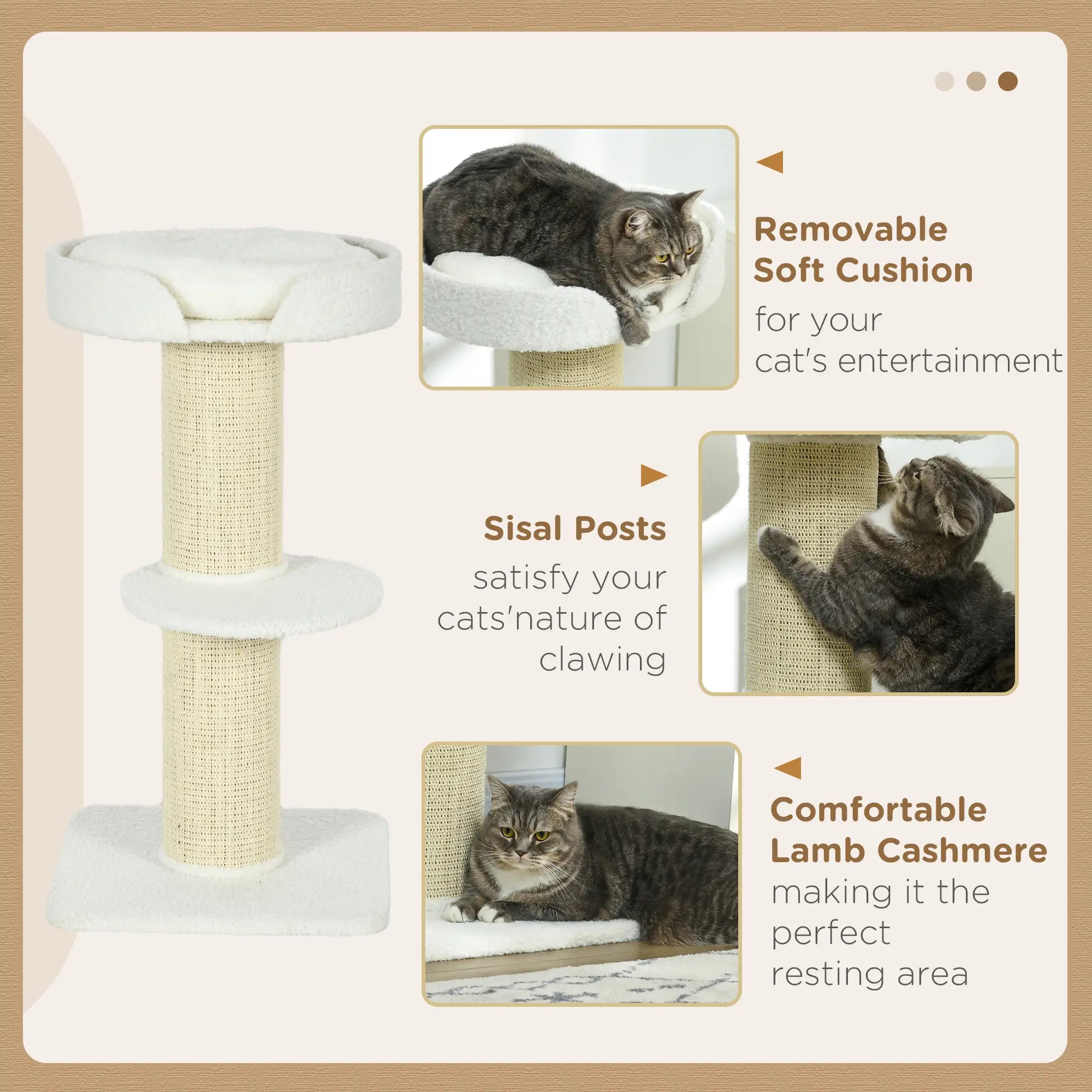 Cat Tree with Scratching Post, Bed, Cushion, Perch, 18