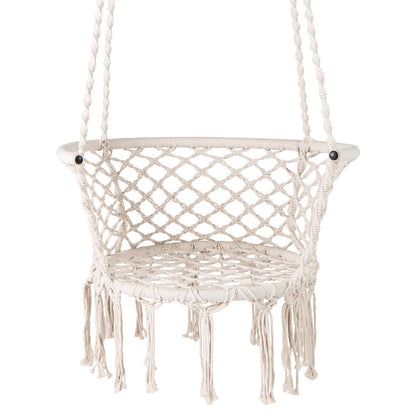 Macrame Hammock Chair Swing, Hanging Cotton Rope, Beige Hammocks Beige at Gallery Canada