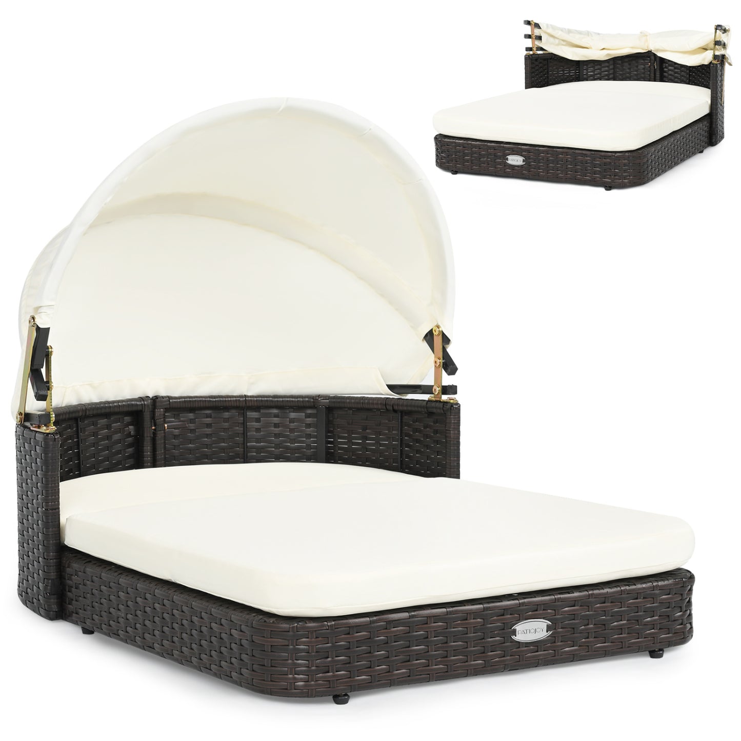Handwoven Rattan Pet Daybed, 2 Cushions, White Dog Kennels at Gallery Canada