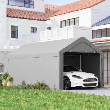 10 x 20 ft Portable Garage, 2 Roll-Up Doors, Removable Sidewalls, Light Grey Car Shelters at Gallery Canada