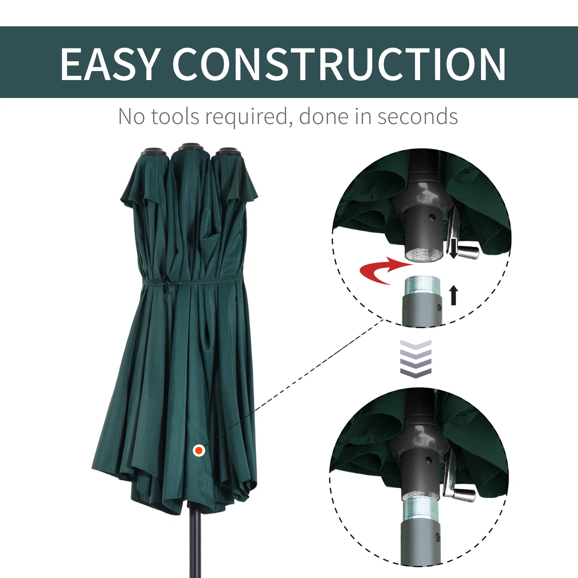 15ft Double-Sided Patio Umbrella, Dark Green Sun Umbrellas at Gallery Canada