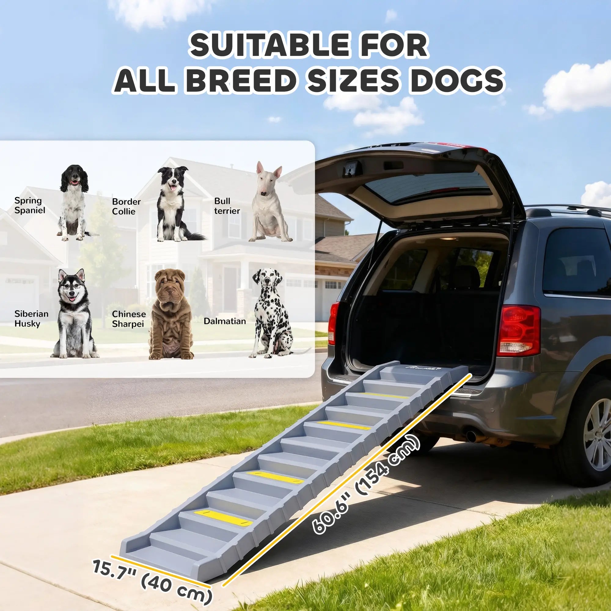 Foldable Dog Ramp With Anti-Slip Steps, Grey Dog Stairs at Gallery Canada