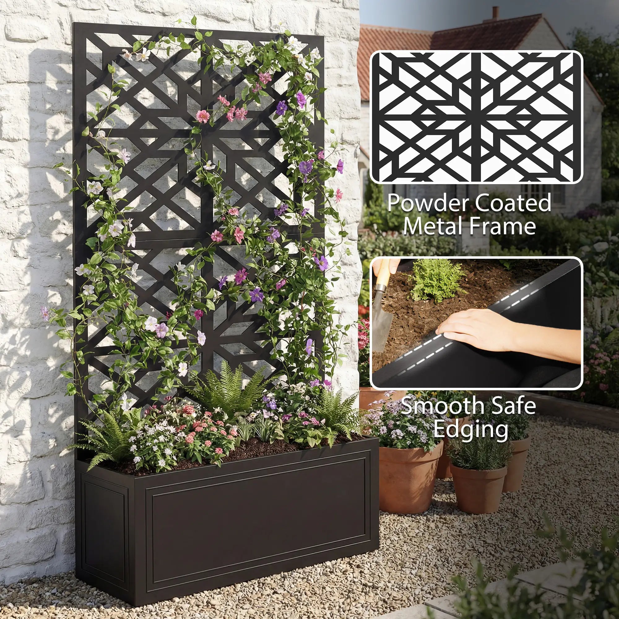 Metal Raised Garden Bed with Trellis for Climbing Plants Galvanized Planter Boxes at Gallery Canada