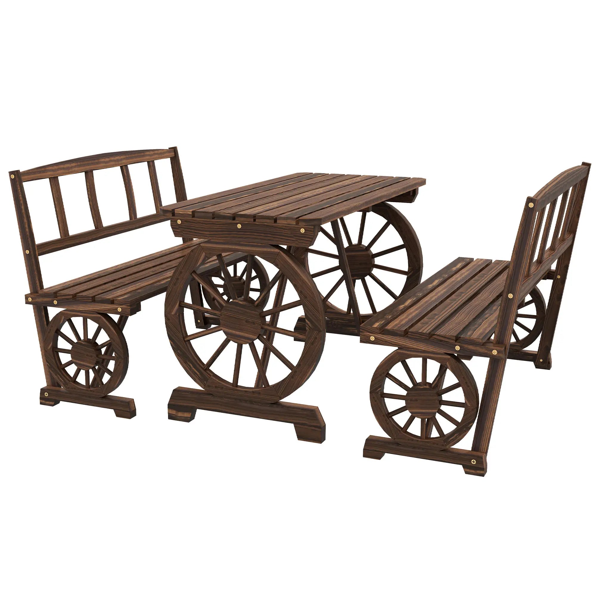 Wooden 3-Pc Carriage Patio Set With Chairs, Carbonized Bistro Sets Carbonized at Gallery Canada