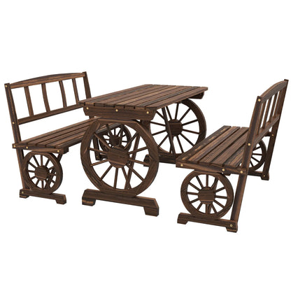 Wooden 3-Pc Carriage Patio Set With Chairs, Carbonized Bistro Sets Carbonized at Gallery Canada