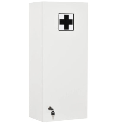 Wall Mount Medicine Cabinet, 5-Tier Lockable, Adjustable Shelves, White Mirror Medicine Cabinets White at Gallery Canada