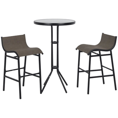 Patio Bar Set, 2 Bar Stools & Glass Table, Tan Bistro Sets Tan, Black at Gallery Canada