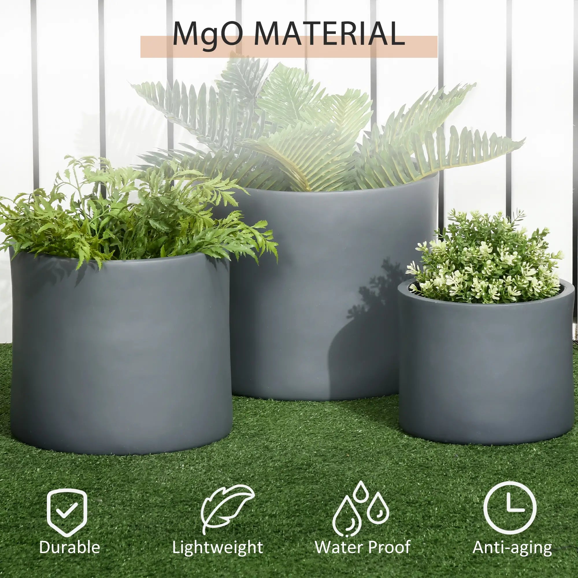 Outdoor Planter Set, 13/11.5/9 in, Flower Pots with Drainage Holes Garden Accessories at Gallery Canada