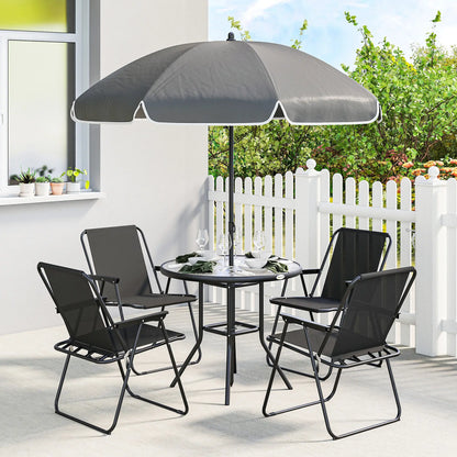 6 Piece Patio Dining Set, Glass Table, Folding Chairs, Black Outdoor Dining Sets at Gallery Canada