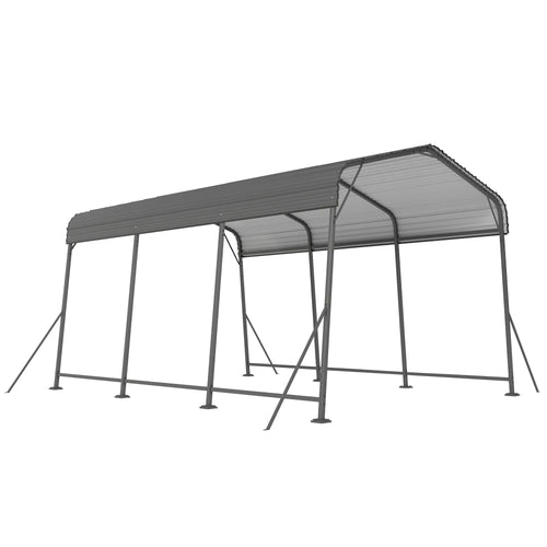 11 x 15FT Metal Carport, Heavy-Duty Canopy With Reinforced Frame, Dark Grey