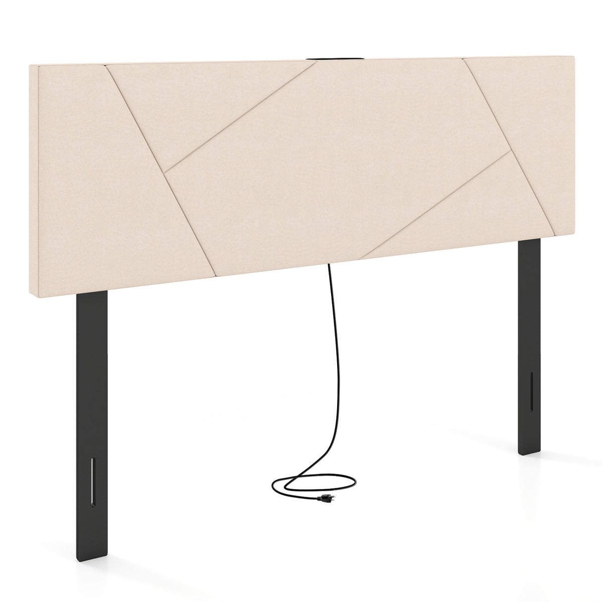 Full Size Bed Headboard, Queen Geometric Upholstered, Beige Headboards Beige at Gallery Canada