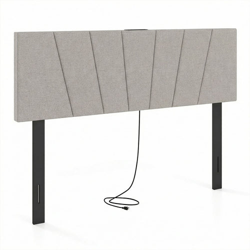 Headboard for Queen and Full Size Bed Geometric Upholstered Head Board, Gray