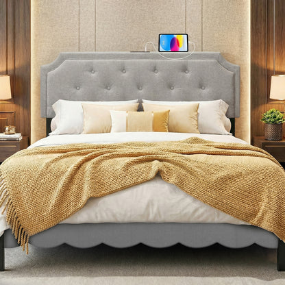 Tufted Upholstered Headboard, Queen Full Size, Gray Headboards at Gallery Canada