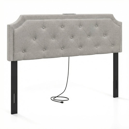 Tufted Upholstered Headboard, Queen Full Size, Gray Headboards Gray at Gallery Canada