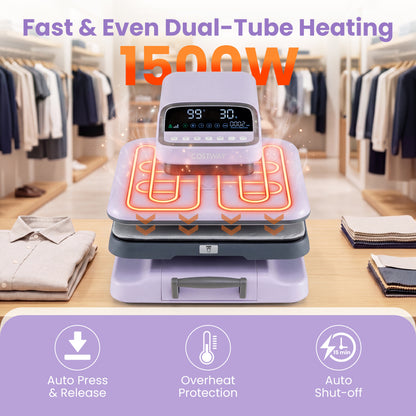 Heat Press Machine with Auto Release for T Shirts, Purple Washers & Dryers at Gallery Canada