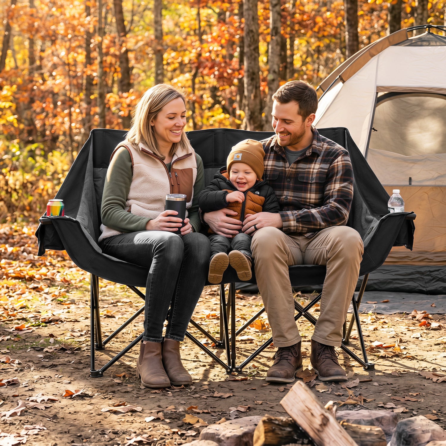Heated Double Camping Chair, 4 Zones, Black Camping Furniture at Gallery Canada