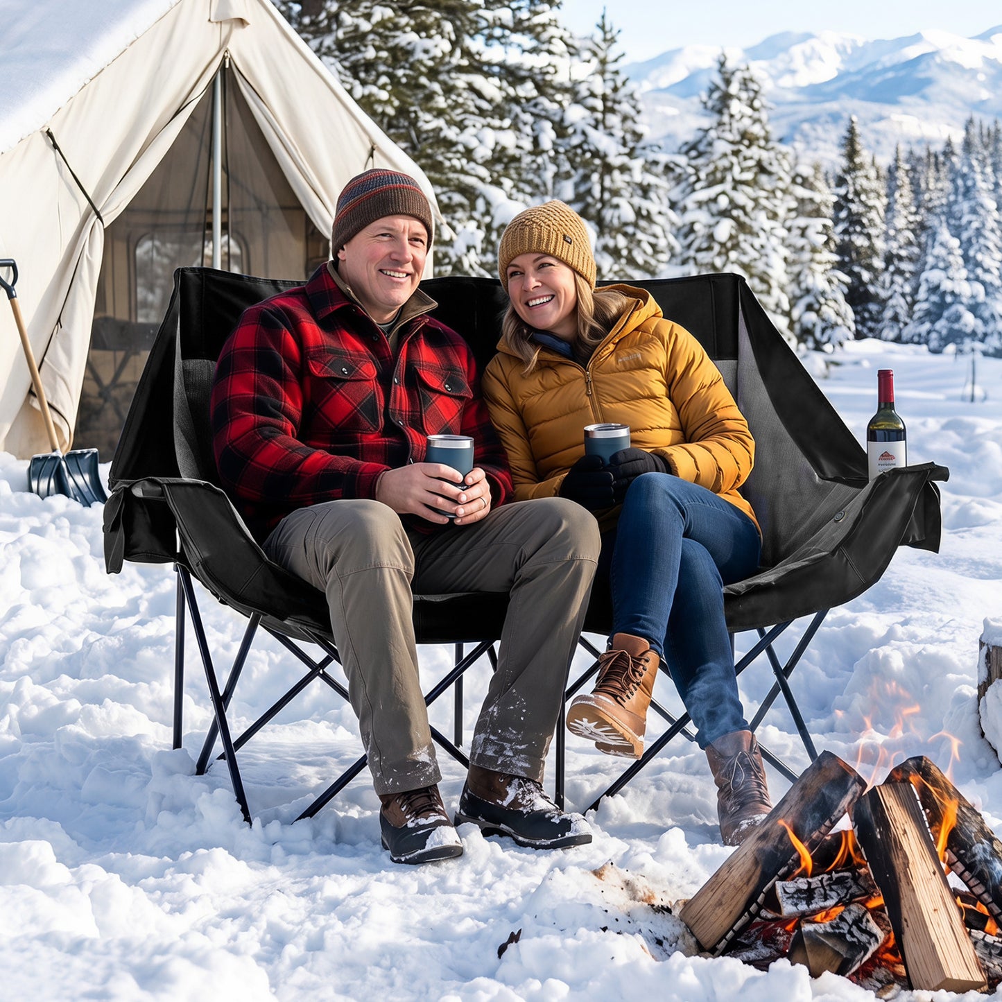 Heated Double Camping Chair, 4 Zones, Black Camping Furniture at Gallery Canada