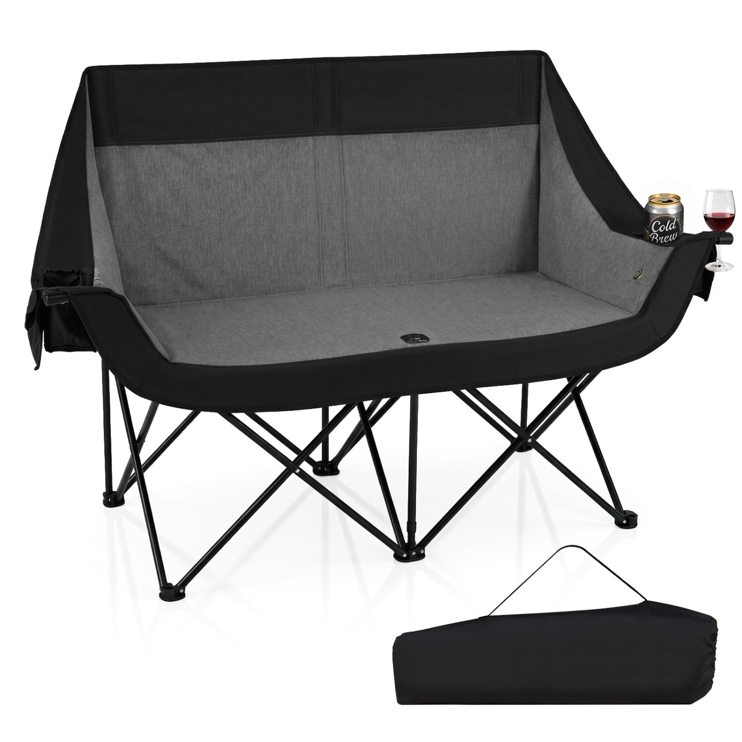 Heated Double Camping Chair, 4 Zones, Black Camping Furniture Black at Gallery Canada
