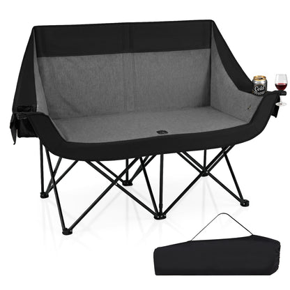 Heated Double Camping Chair, 4 Zones, Black Camping Furniture Black at Gallery Canada