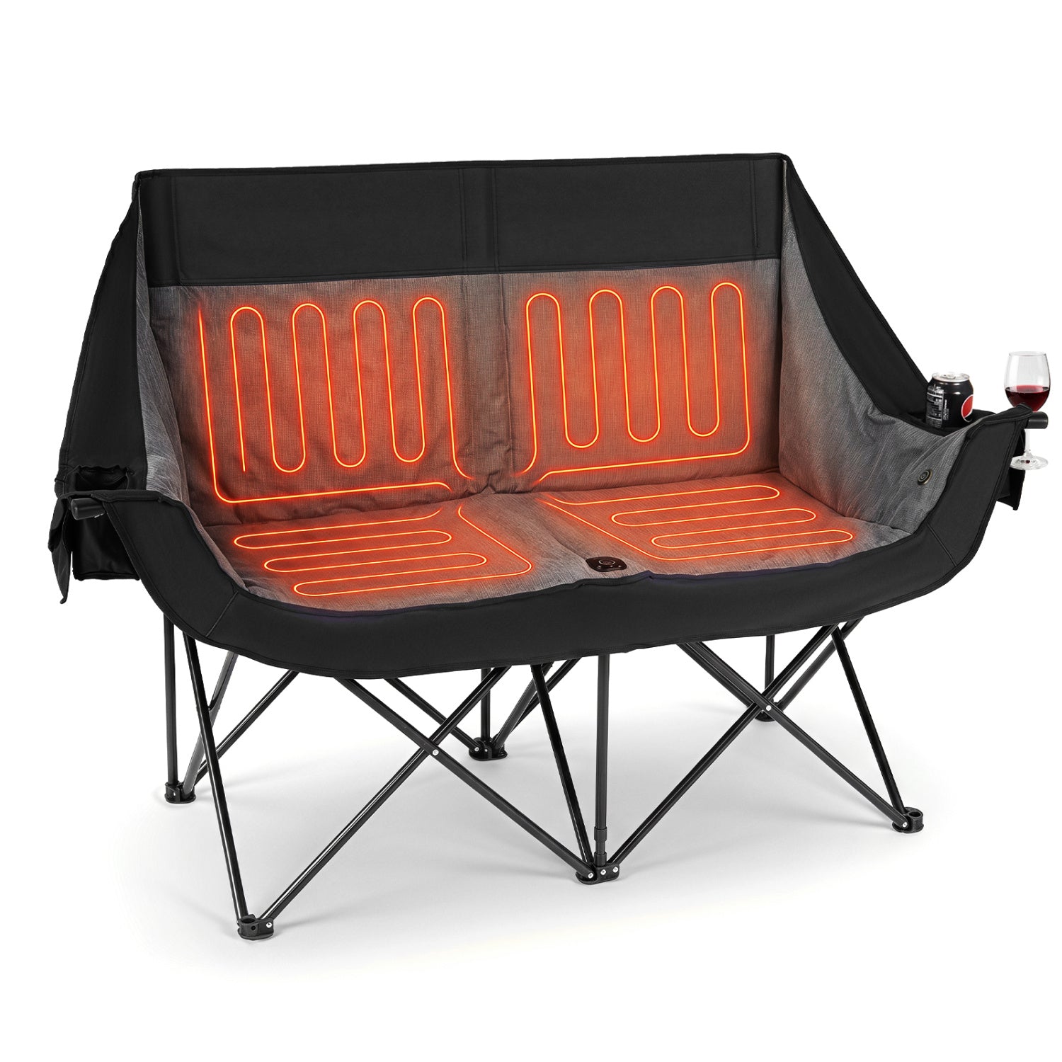 Heated Double Camping Chair, 4 Zones, Black Camping Furniture at Gallery Canada