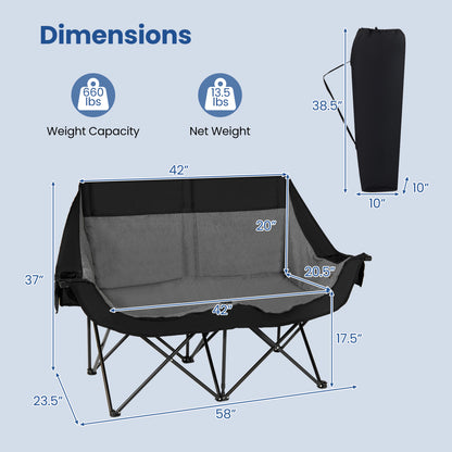 Heated Double Camping Chair, 4 Zones, Black Camping Furniture at Gallery Canada