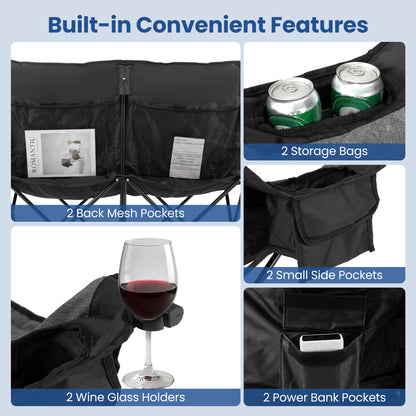 Heated Double Camping Chair, 4 Zones, Black Camping Furniture at Gallery Canada