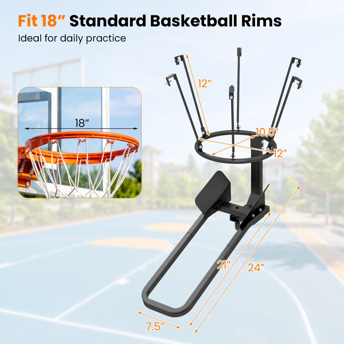 Heavy Duty Basketball Return, 6 Sturdy Hooks Sport Equipments at Gallery Canada
