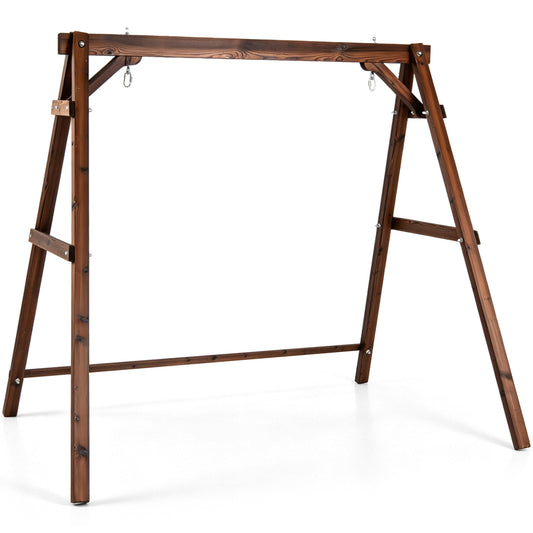 Heavy-Duty Carbonized Fir Wood Swing Frame with Reinforced Bars and 2 Hanging Rings, Brown Porch Swings Brown at Gallery Canada