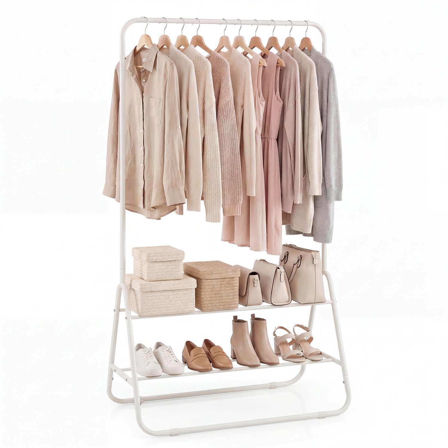 Heavy Duty Clothes Rack, With Hanging Rod And Storage Shelves, White Clothing & Closet Storage White at Gallery Canada