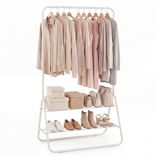 Heavy Duty Clothes Rack, With Hanging Rod And Storage Shelves, White Clothing & Closet Storage White at Gallery Canada